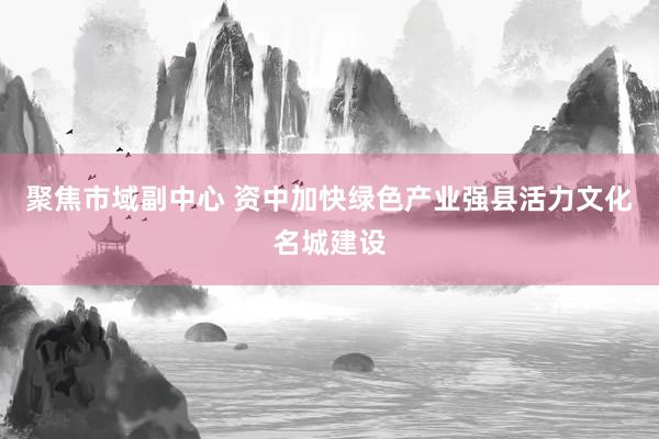 聚焦市域副中心 资中加快绿色产业强县活力文化名城建设