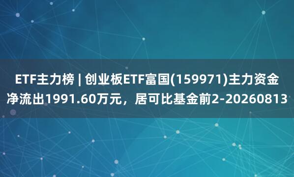 ETF主力榜 | 创业板ETF富国(159971)主力资金净流出1991.60万元，居可比基金前2-20260813