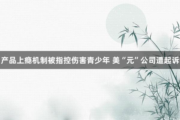 产品上瘾机制被指控伤害青少年 美“元”公司遭起诉