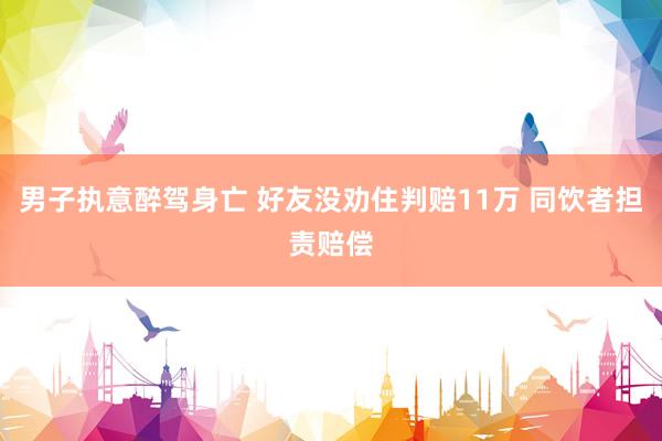 男子执意醉驾身亡 好友没劝住判赔11万 同饮者担责赔偿