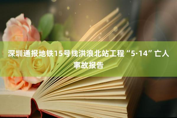 深圳通报地铁15号线洪浪北站工程“5·14”亡人事故报告