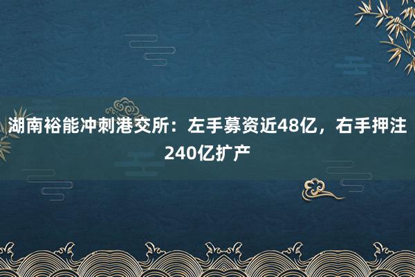 湖南裕能冲刺港交所：左手募资近48亿，右手押注240亿扩产