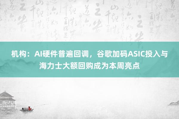 机构：AI硬件普遍回调，谷歌加码ASIC投入与海力士大额回购成为本周亮点