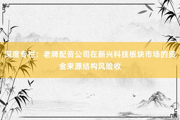 深度专栏：老牌配资公司在新兴科技板块市场的资金来源结构风险收