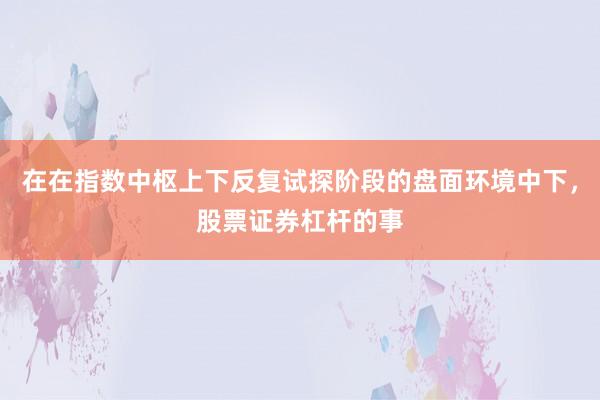 在在指数中枢上下反复试探阶段的盘面环境中下，股票证券杠杆的事