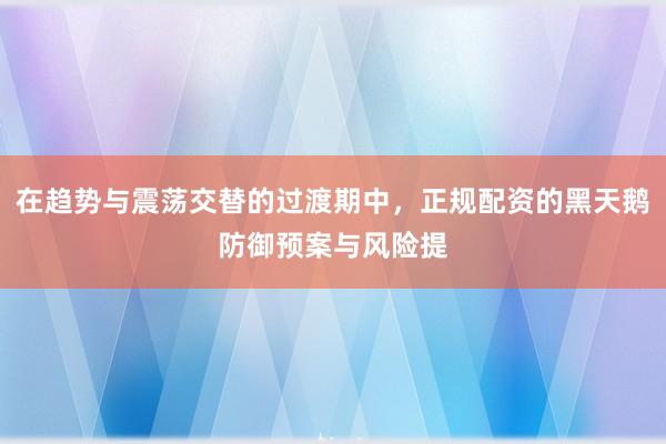 在趋势与震荡交替的过渡期中，正规配资的黑天鹅防御预案与风险提