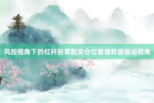 风控视角下的杠杆股票配资仓位管理数据驱动视角