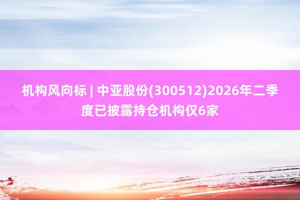 机构风向标 | 中亚股份(300512)2026年二季度已披露持仓机构仅6家