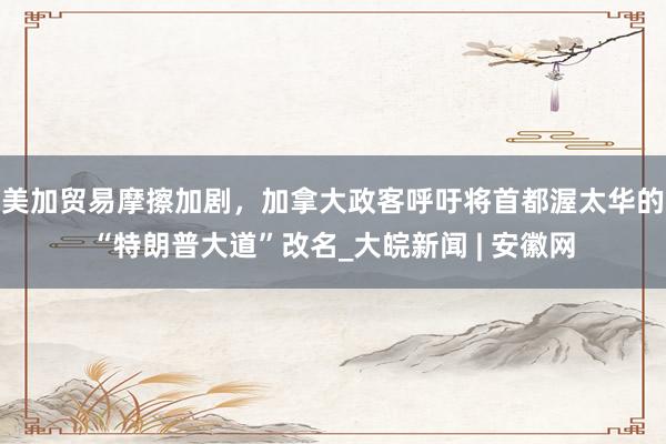 美加贸易摩擦加剧，加拿大政客呼吁将首都渥太华的“特朗普大道”改名_大皖新闻 | 安徽网