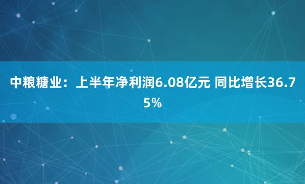 中粮糖业：上半年净利润6.08亿元 同比增长36.75%
