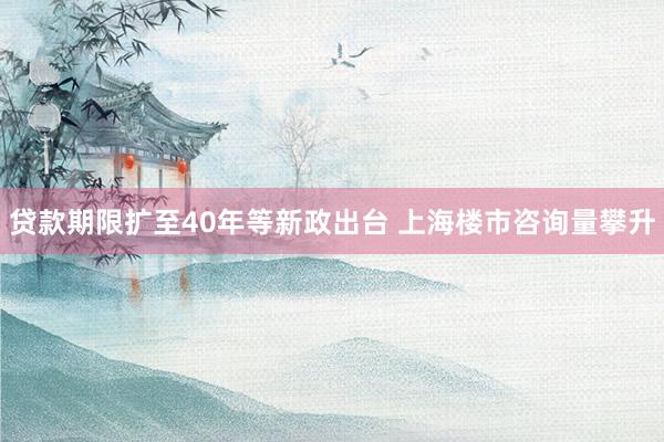 贷款期限扩至40年等新政出台 上海楼市咨询量攀升